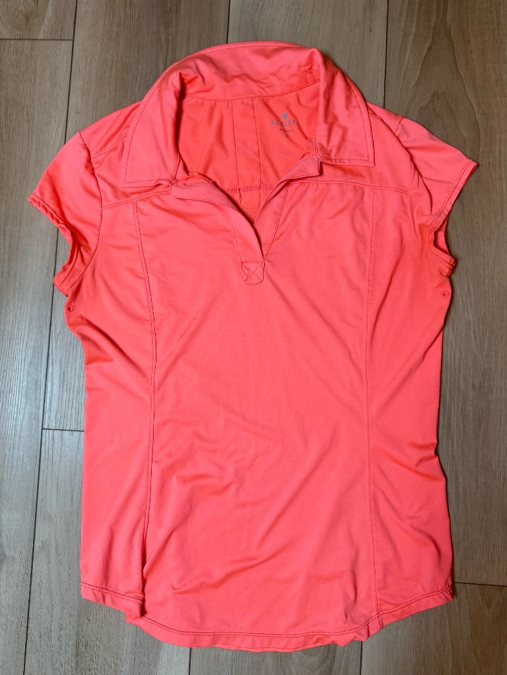 Athleta Top Womens Small | Bright Coral Athletic Polo Activewear Shirt